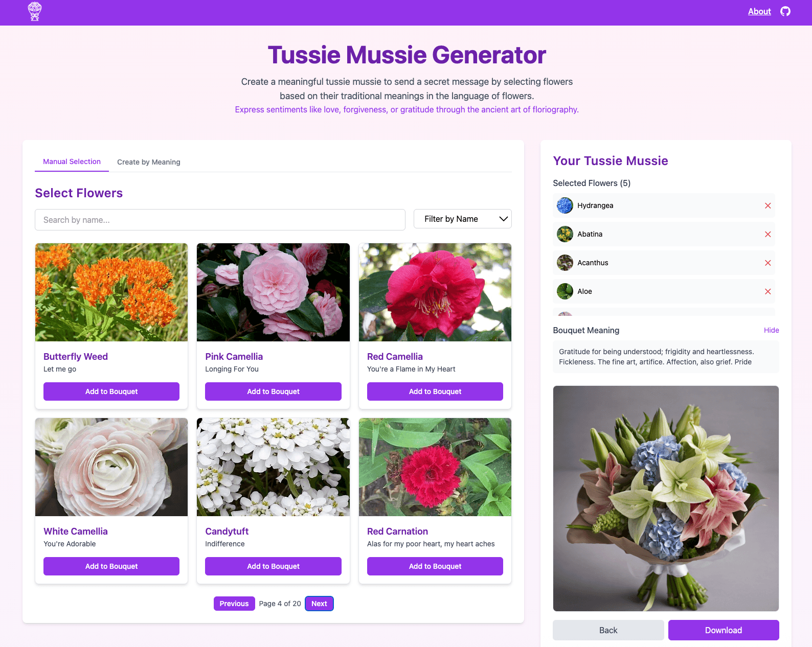 Tussie-Mussie Generator
