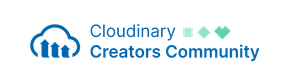 Cloudinary Creators Community wordmark on a dark banner background